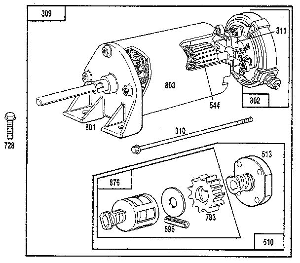 Drive Assembly Diagram and Parts List for 104700-104799 0101 - 0101 Briggs and Stratton Engine